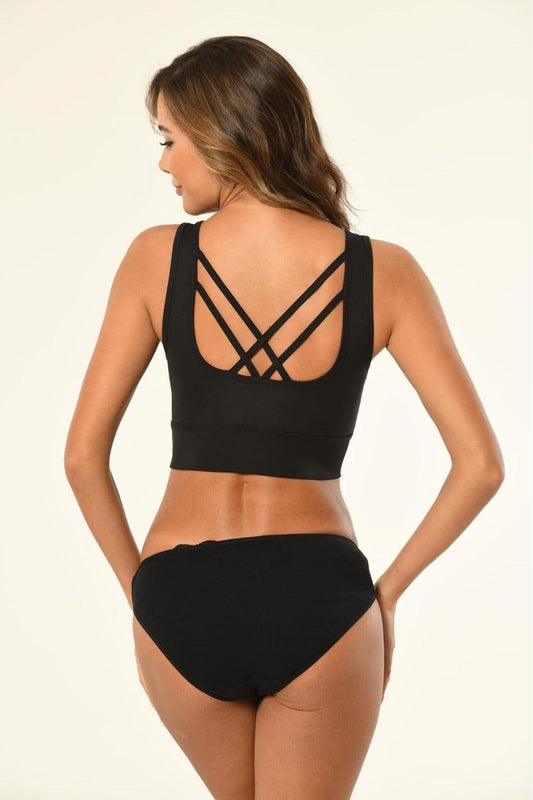 Kota 6415 Kadın Siyah Kalın Askılı Classic Design Büstiyer Crop SİYAH
