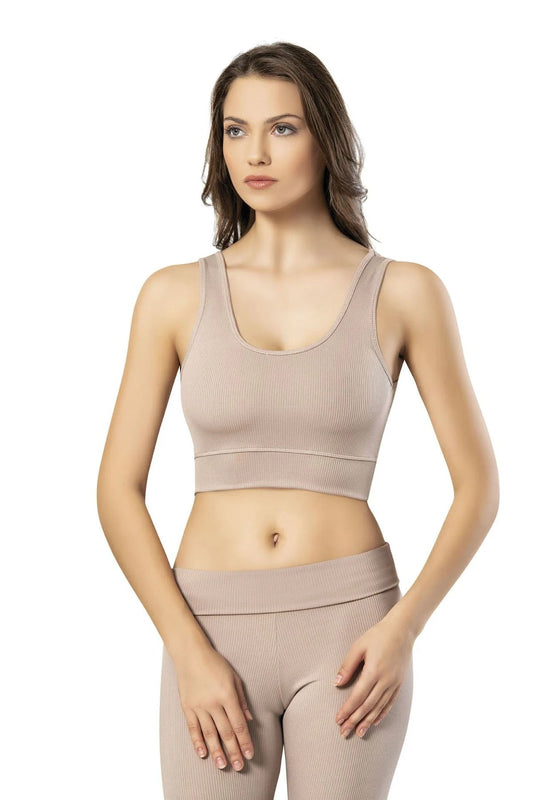 Kota 6432 Kadın Casual and Sportswear Kalın Askılı Crop Büstiyer Taş Gri Renk