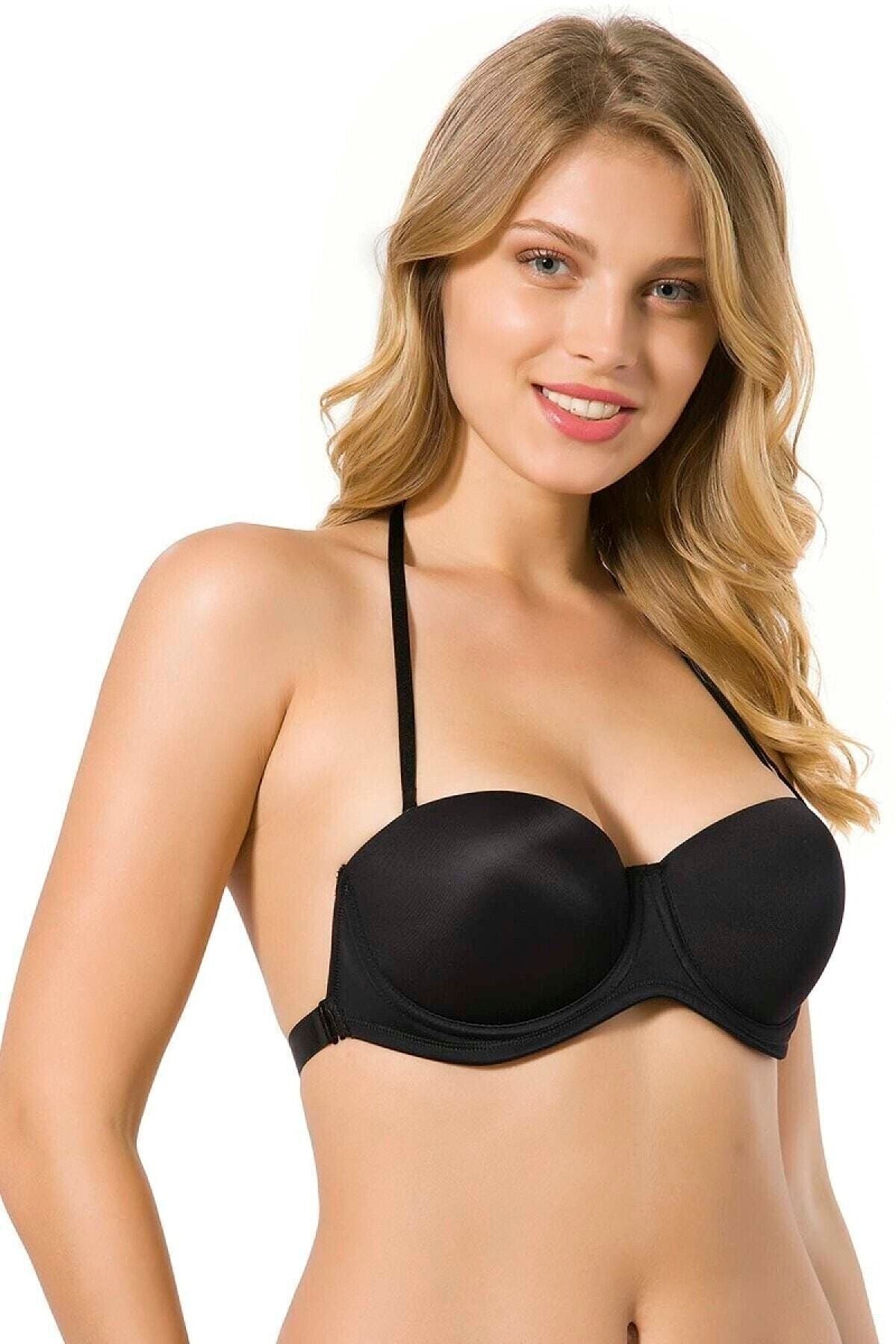 IVONNE BASIC BRA - 7042 Destekli Dolgulu Sırtı Şeffaf Straplez Sütyen