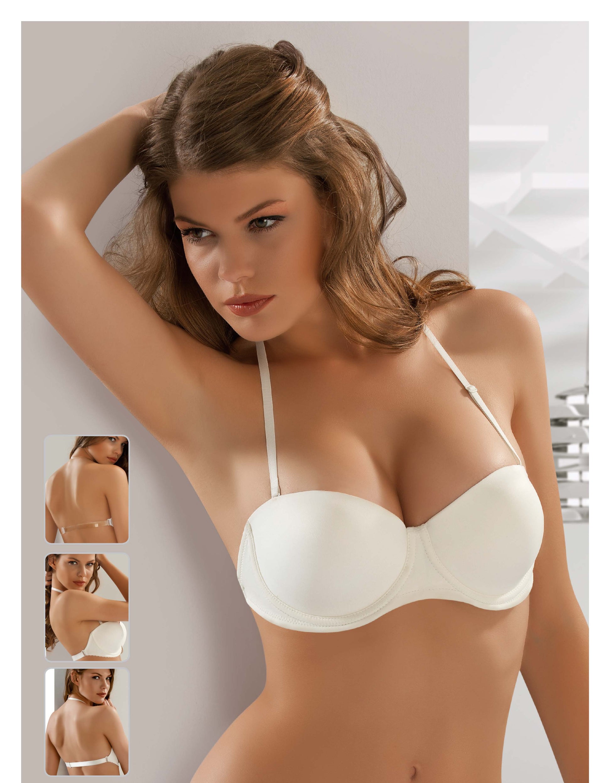 IVONNE BASIC BRA - 7042 Destekli Dolgulu Sırtı Şeffaf Straplez Sütyen