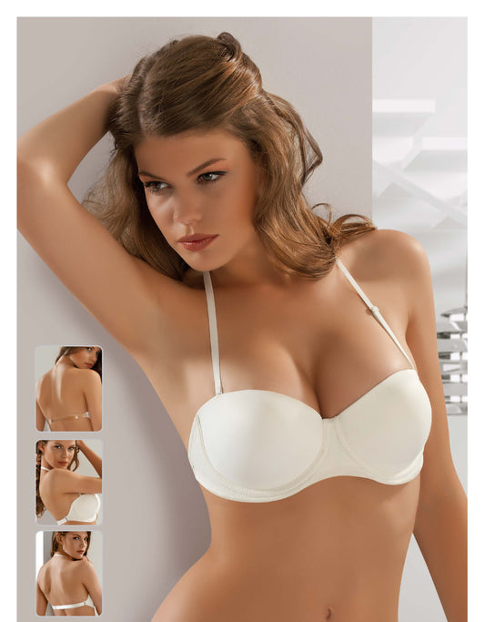 IVONNE BASIC BRA - 7042 Destekli Dolgulu Sırtı Şeffaf Straplez Sütyen