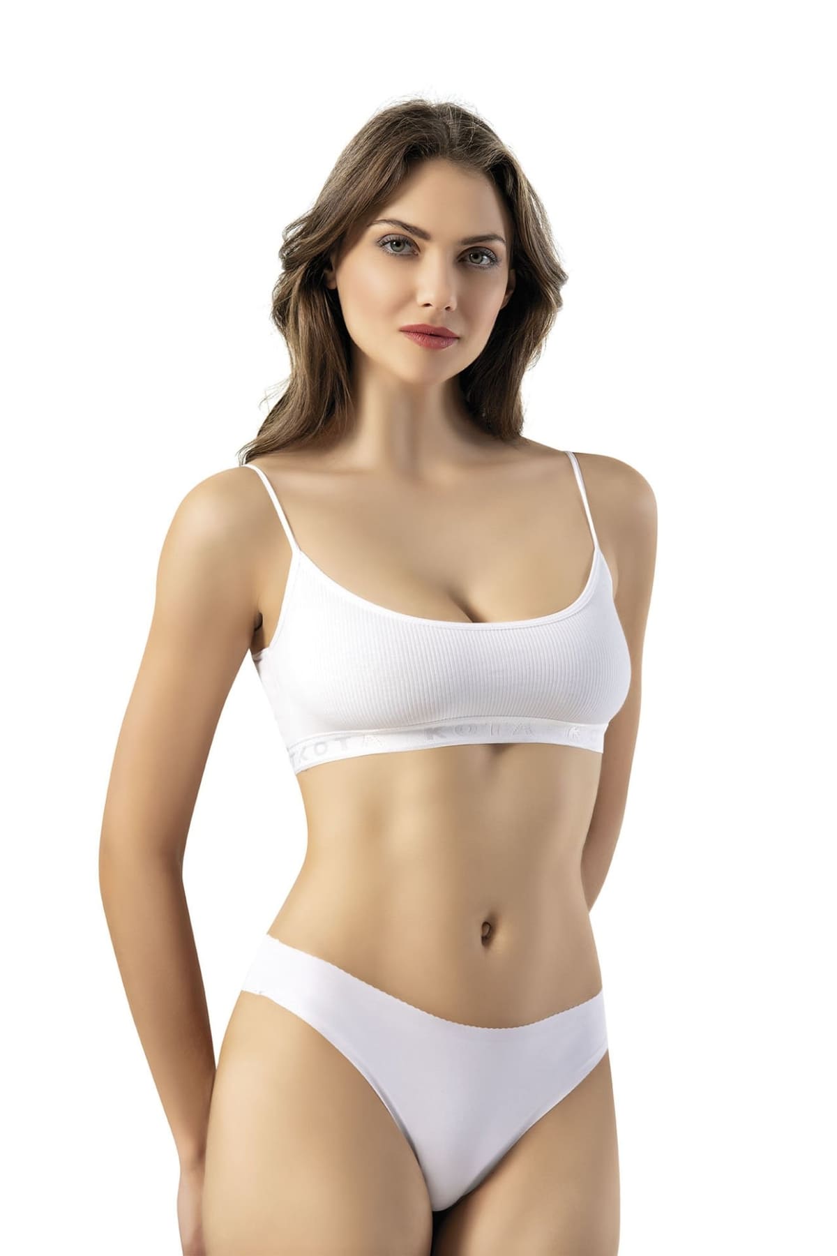 Kota 6429 Kadın Günlük ve Spor Stil, İp Askılı Minimalist Büstiyer BEYAZ 