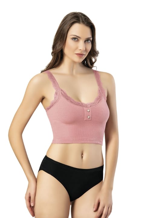 Kota 6434 Dantel Detaylı Askılı Crop 